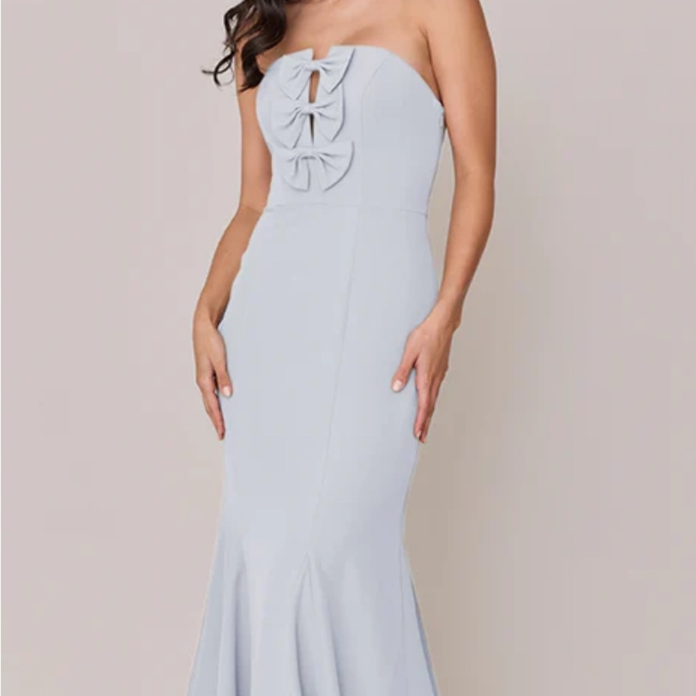Elegant Strapless Light Blue Dress